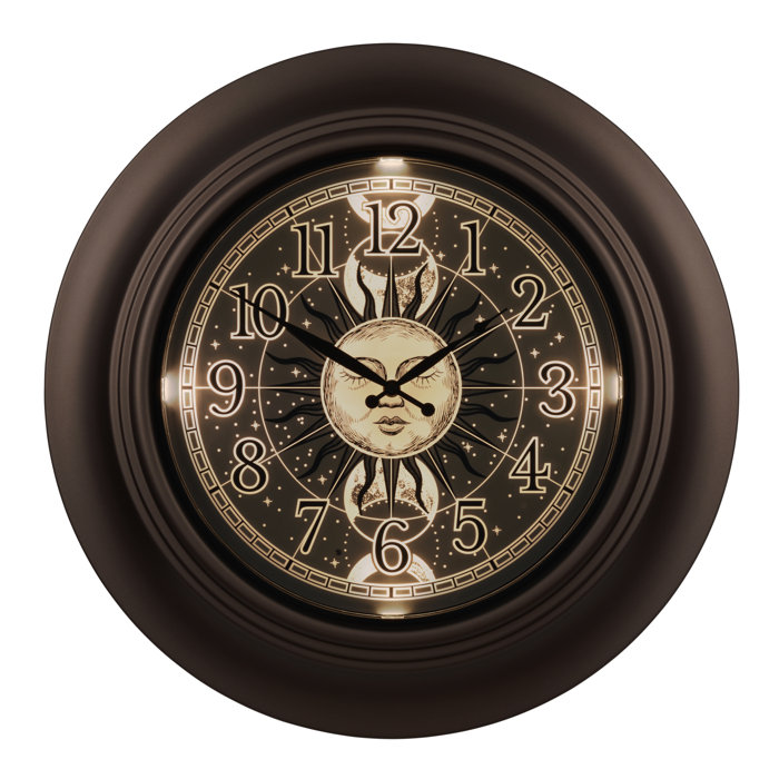 Bungalow Rose Hildigunnur Outdoor Metal Clock with Illuminated Dial